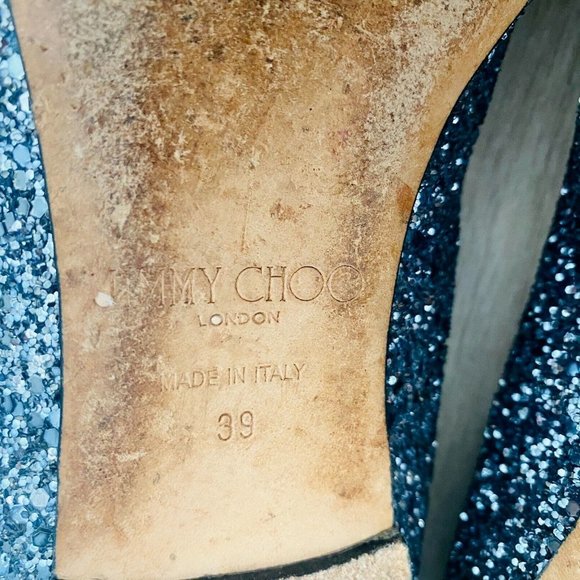 Jimmy Choo Gabie Flat Silver/Dusk Glitter Flats Women's Size 39 + Box + Dustbag - Picture 11 of 12